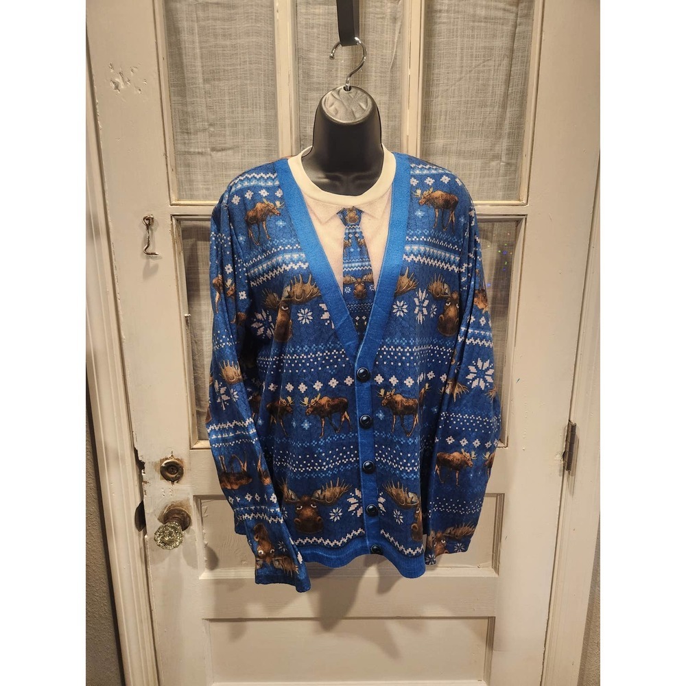 Briefly Stated Moose‎ Tuxedo Long Sleeve Shirt for Christmas/Holiday